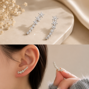 Elegant Crystal Ear Climber Earrings