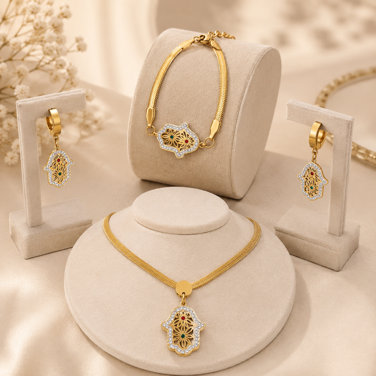 Luxury Hamsa Jewelry Set for Women